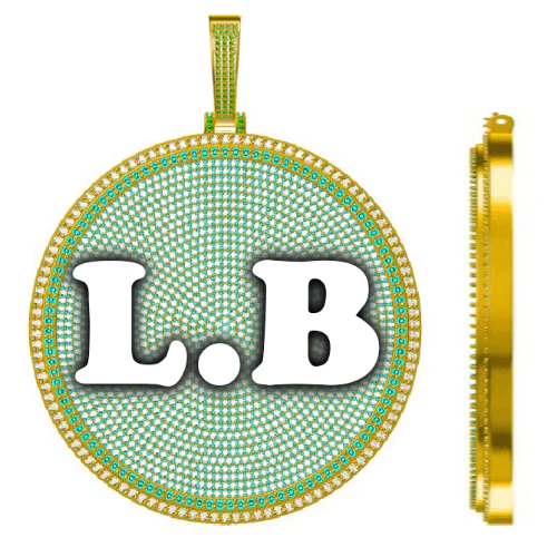 CUSTOM LETTER NECKLACE 3D BIG DISC