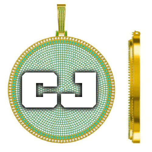 CUSTOM LETTER NECKLACE 3D BIG DISC