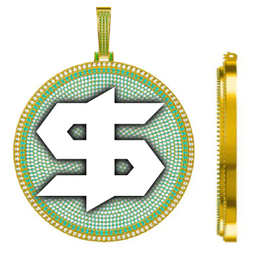 CUSTOM LETTER NECKLACE 3D BIG DISC