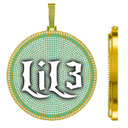 CUSTOM LETTER NECKLACE 3D BIG DISC
