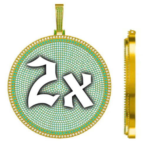 CUSTOM LETTER NECKLACE 3D BIG DISC
