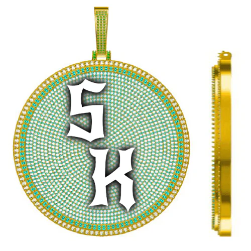 CUSTOM LETTER NECKLACE 3D BIG DISC