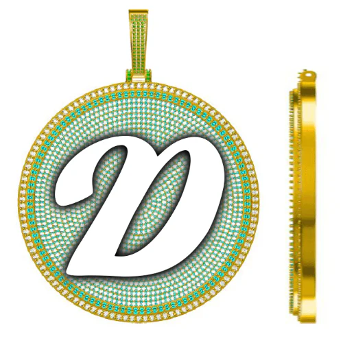 CUSTOM LETTER NECKLACE 3D BIG DISC