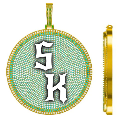 CUSTOM LETTER NECKLACE 3D BIG DISC