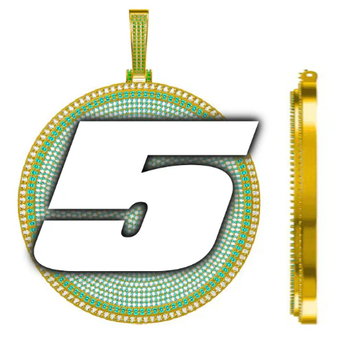 CUSTOM LETTER NECKLACE 3D BIG DISC