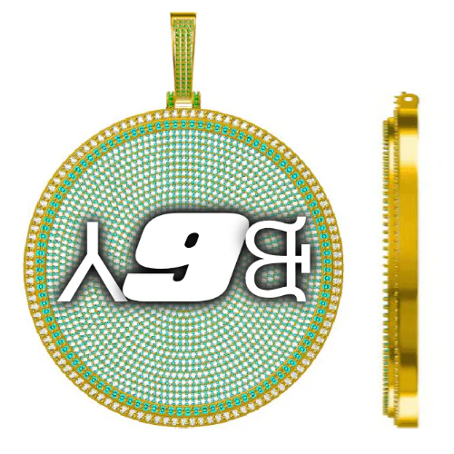 CUSTOM LETTER NECKLACE 3D BIG DISC