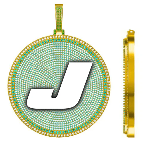 CUSTOM LETTER NECKLACE 3D BIG DISC