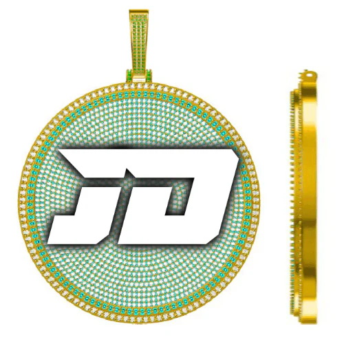CUSTOM LETTER NECKLACE 3D BIG DISC