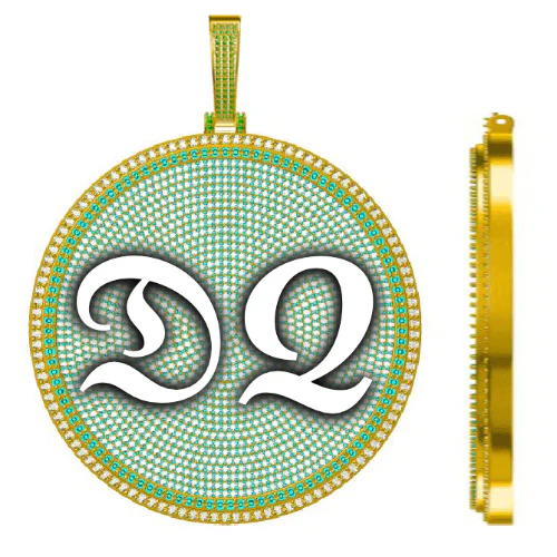 CUSTOM LETTER NECKLACE 3D BIG DISC