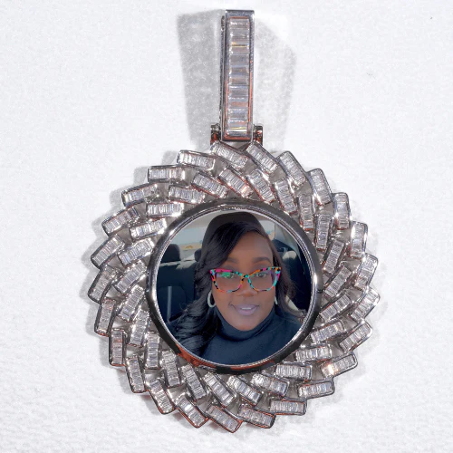 Large 3D Baguette Custom Picture Pendant