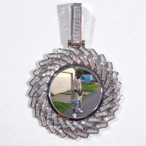 Large 3D Baguette Custom Picture Pendant