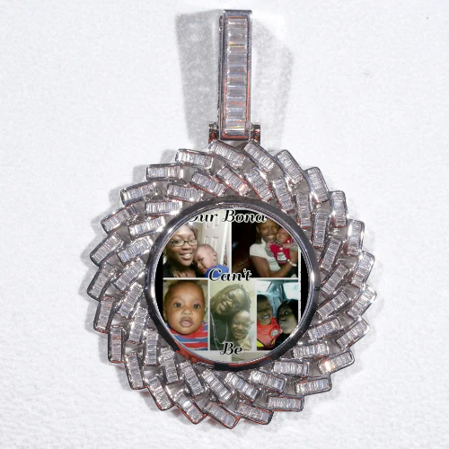 Large 3D Baguette Custom Picture Pendant