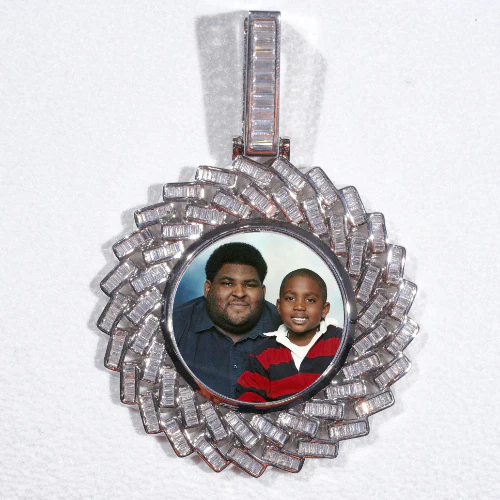 Large 3D Baguette Custom Picture Pendant