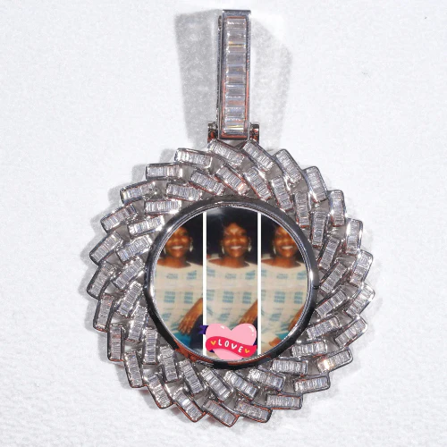 Large 3D Baguette Custom Picture Pendant