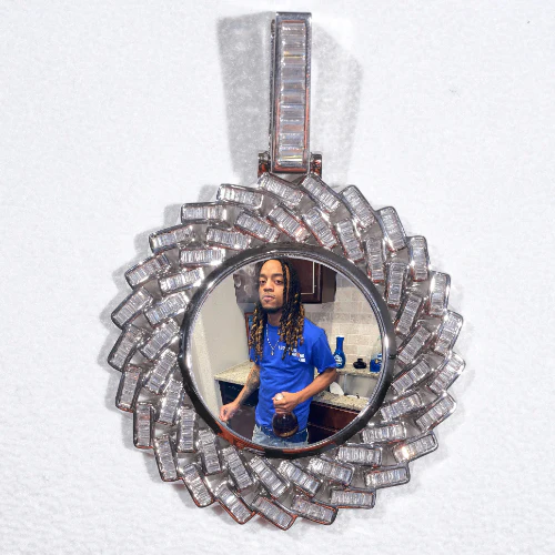 Large 3D Baguette Custom Picture Pendant