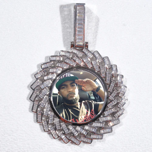 Large 3D Baguette Custom Picture Pendant