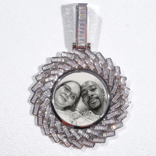 Large 3D Baguette Custom Picture Pendant