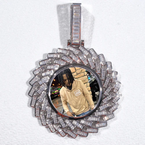 Large 3D Baguette Custom Picture Pendant