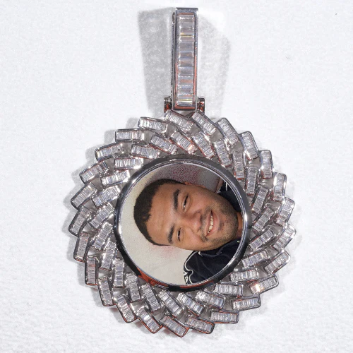 Large 3D Baguette Custom Picture Pendant