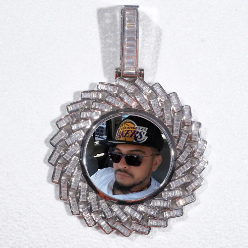 Large 3D Baguette Custom Picture Pendant