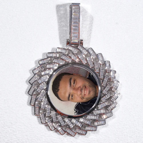 Large 3D Baguette Custom Picture Pendant