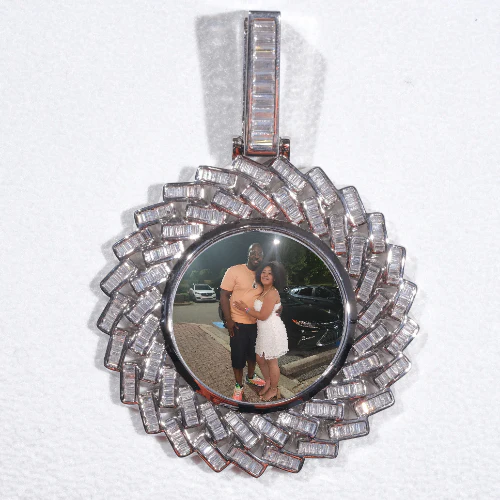 Large 3D Baguette Custom Picture Pendant