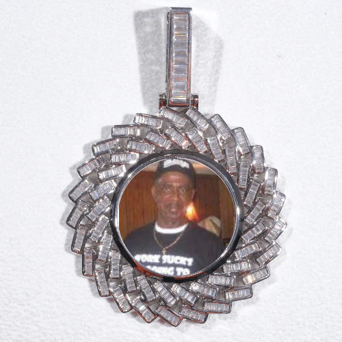 Large 3D Baguette Custom Picture Pendant