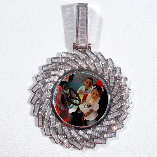 Large 3D Baguette Custom Picture Pendant