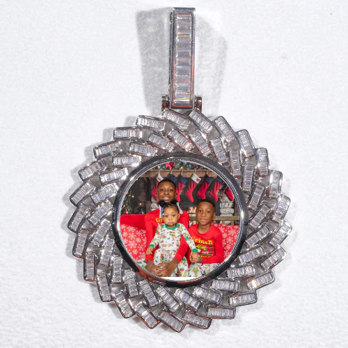 Large 3D Baguette Custom Picture Pendant