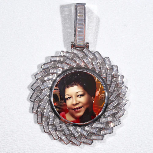 Large 3D Baguette Custom Picture Pendant