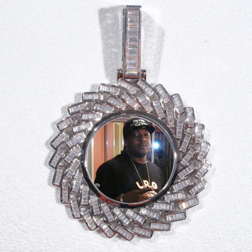 Large 3D Baguette Custom Picture Pendant