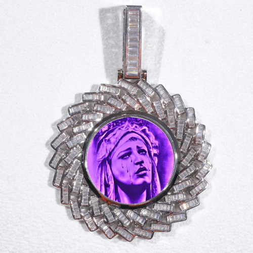 Large 3D Baguette Custom Picture Pendant