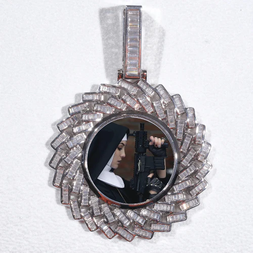 Large 3D Baguette Custom Picture Pendant