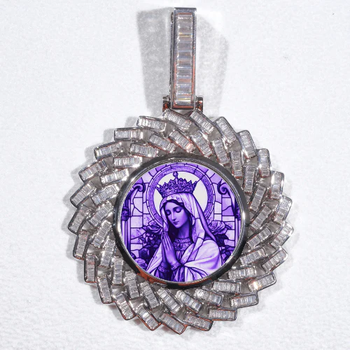 Large 3D Baguette Custom Picture Pendant