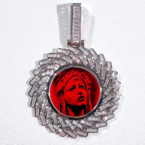 Large 3D Baguette Custom Picture Pendant