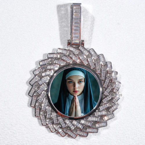 Large 3D Baguette Custom Picture Pendant