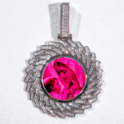Large 3D Baguette Custom Picture Pendant