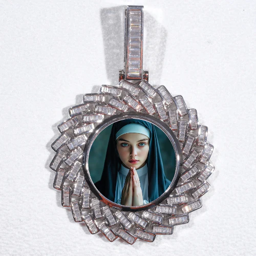 Large 3D Baguette Custom Picture Pendant