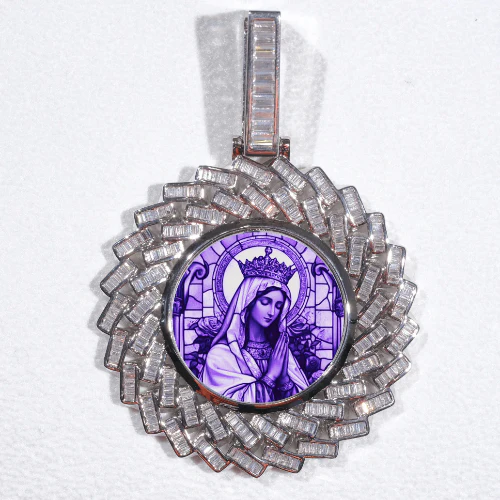 Large 3D Baguette Custom Picture Pendant