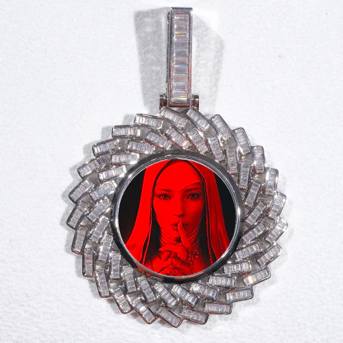 Large 3D Baguette Custom Picture Pendant