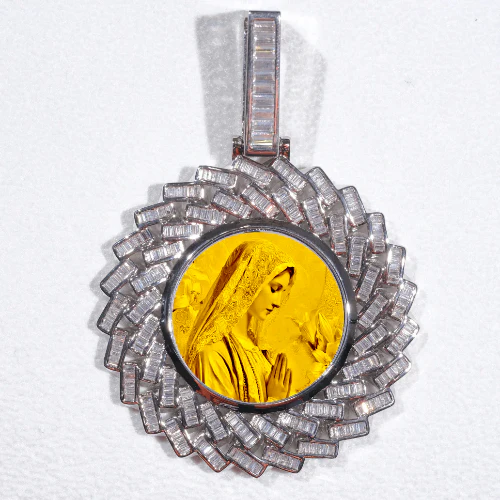 Large 3D Baguette Custom Picture Pendant