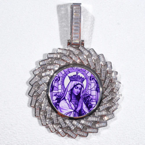 Large 3D Baguette Custom Picture Pendant