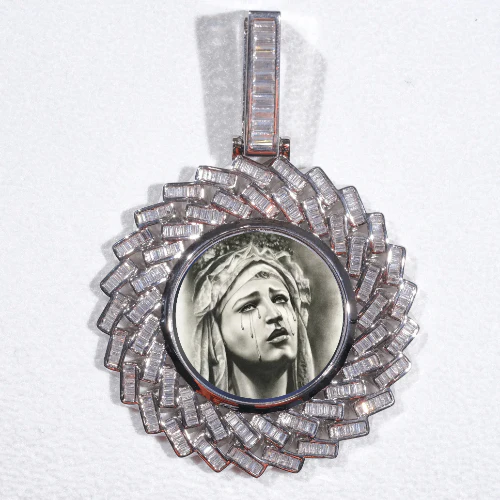 Large 3D Baguette Custom Picture Pendant