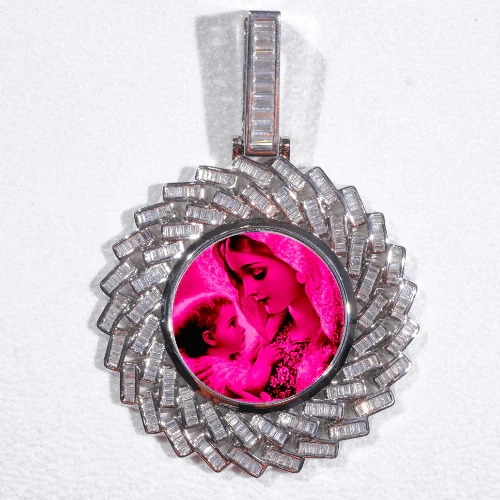 Large 3D Baguette Custom Picture Pendant