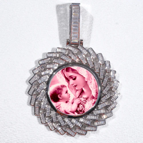 Large 3D Baguette Custom Picture Pendant