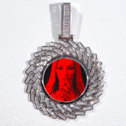 Large 3D Baguette Custom Picture Pendant