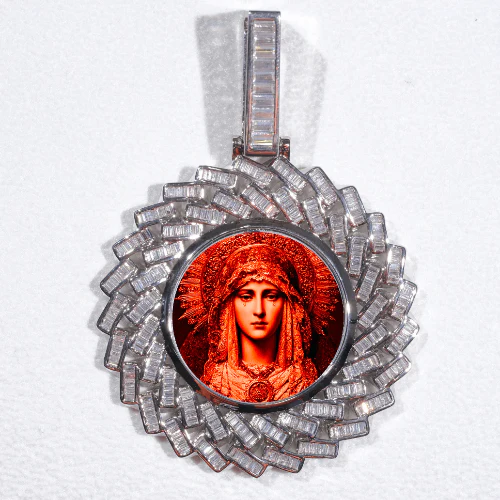 Large 3D Baguette Custom Picture Pendant