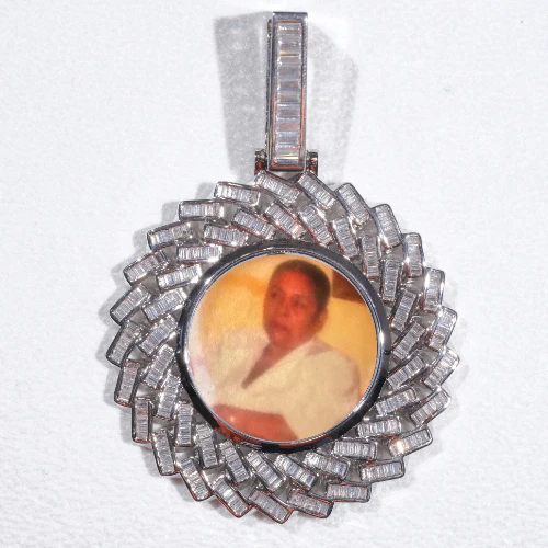 Large 3D Baguette Custom Picture Pendant