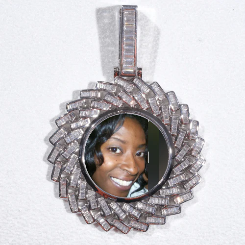 Large 3D Baguette Custom Picture Pendant
