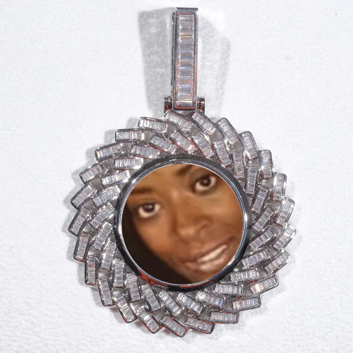 Large 3D Baguette Custom Picture Pendant
